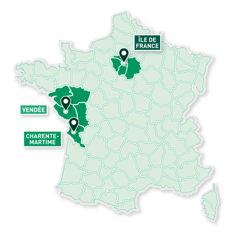 Carte des départements couverts par ServicesGO